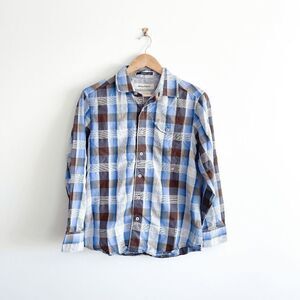 Tommy Bahama Men's Casual Button Down Shirt Plaid Island Modern Fit Blue Small